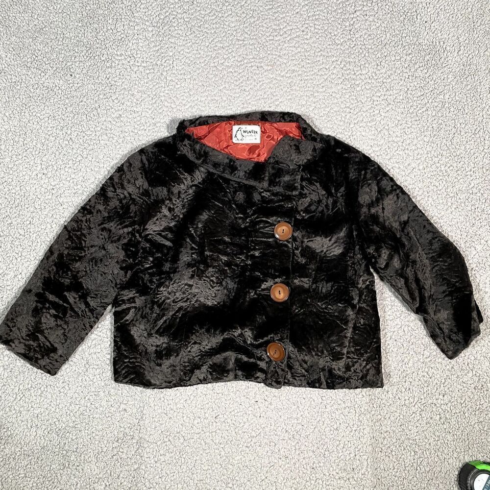 Vintage A Winter Product Jacket Women's Faux Fur Brown Button Up 60s 70s Medium